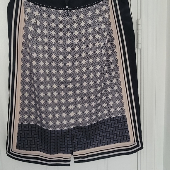 Ann Taylor Women's 0P Navy Blue Satin Bandana Scarf A-Line Skirt Lined Back Slit - Picture 4 of 6